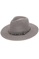 Light Gray C.C MULTI-THREAD RHINESTONE TRIM BAND PANAMA HAT is a must-have accessory for any fashion-forward individual. Crafted with multi-threaded material and adorned with stunning rhinestone trim, this hat adds a touch of elegance to any outfit. With its versatile design, it's perfect for any occasion and provides excellent sun protection.