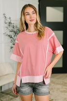 Like Two Old Friends Exposed Seam Top in Pink - Charming Charlie