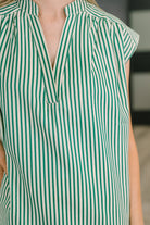 Like a Song Sleeveless V-Neck Blouse in Green - Charming Charlie