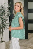 Like a Song Sleeveless V-Neck Blouse in Green - Charming Charlie