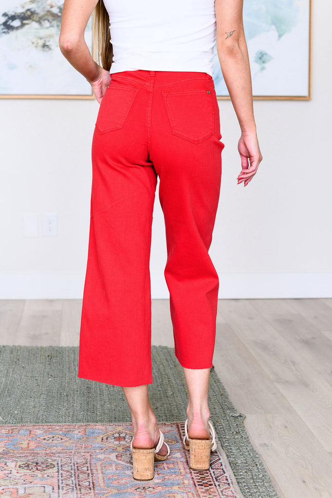 Lisa High Rise Control Top Wide Leg Crop Jeans in Pink
