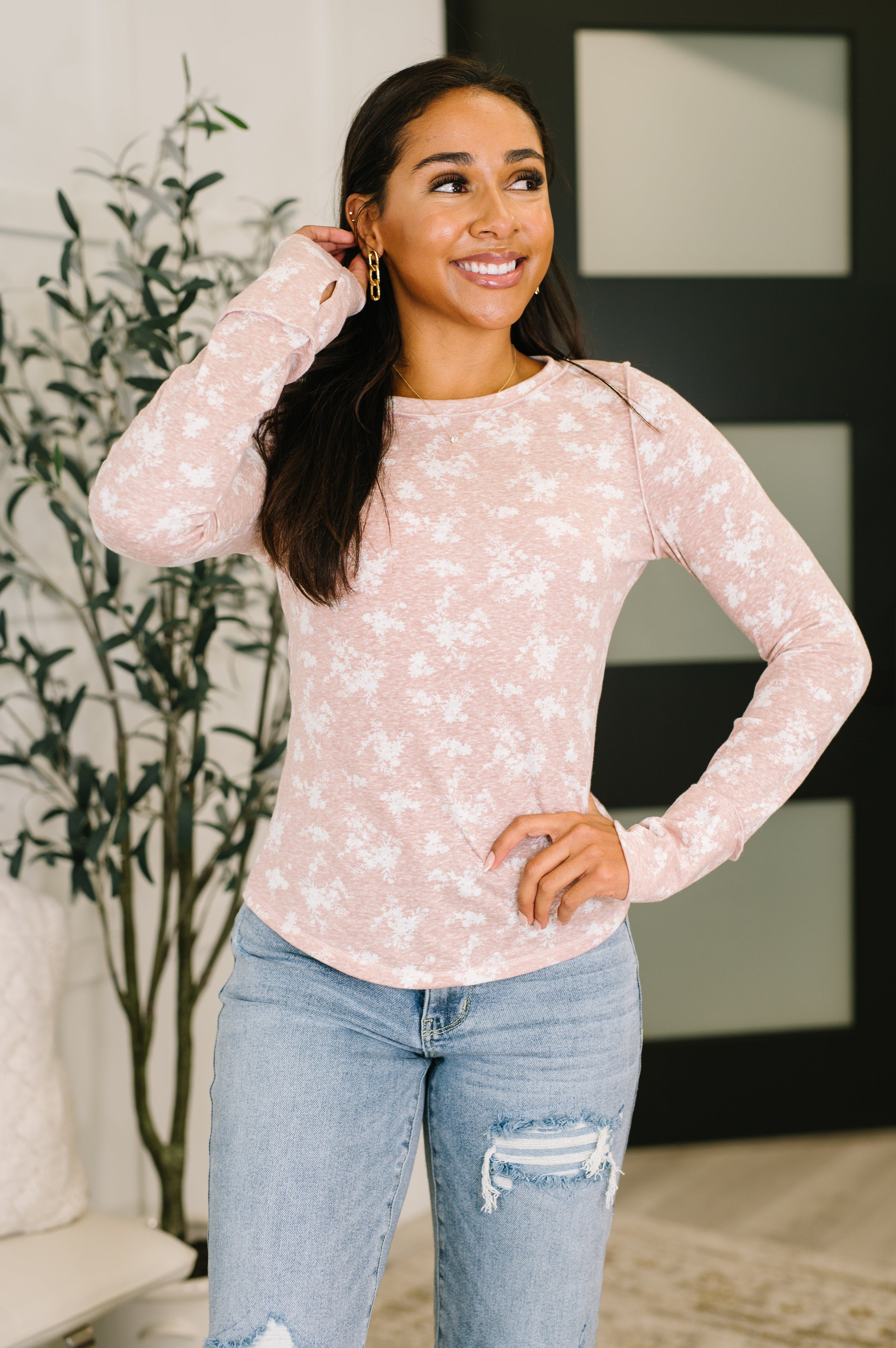 Literally Obsessed with Me Long Sleeve Top in Mauve - Charming Charlie