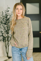 Literally Obsessed with Me Long Sleeve Top in Olive - Charming Charlie