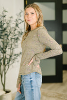 Literally Obsessed with Me Long Sleeve Top in Olive - Charming Charlie