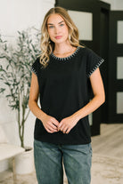 Little Details Trim Detail Top in Black - Charming Charlie