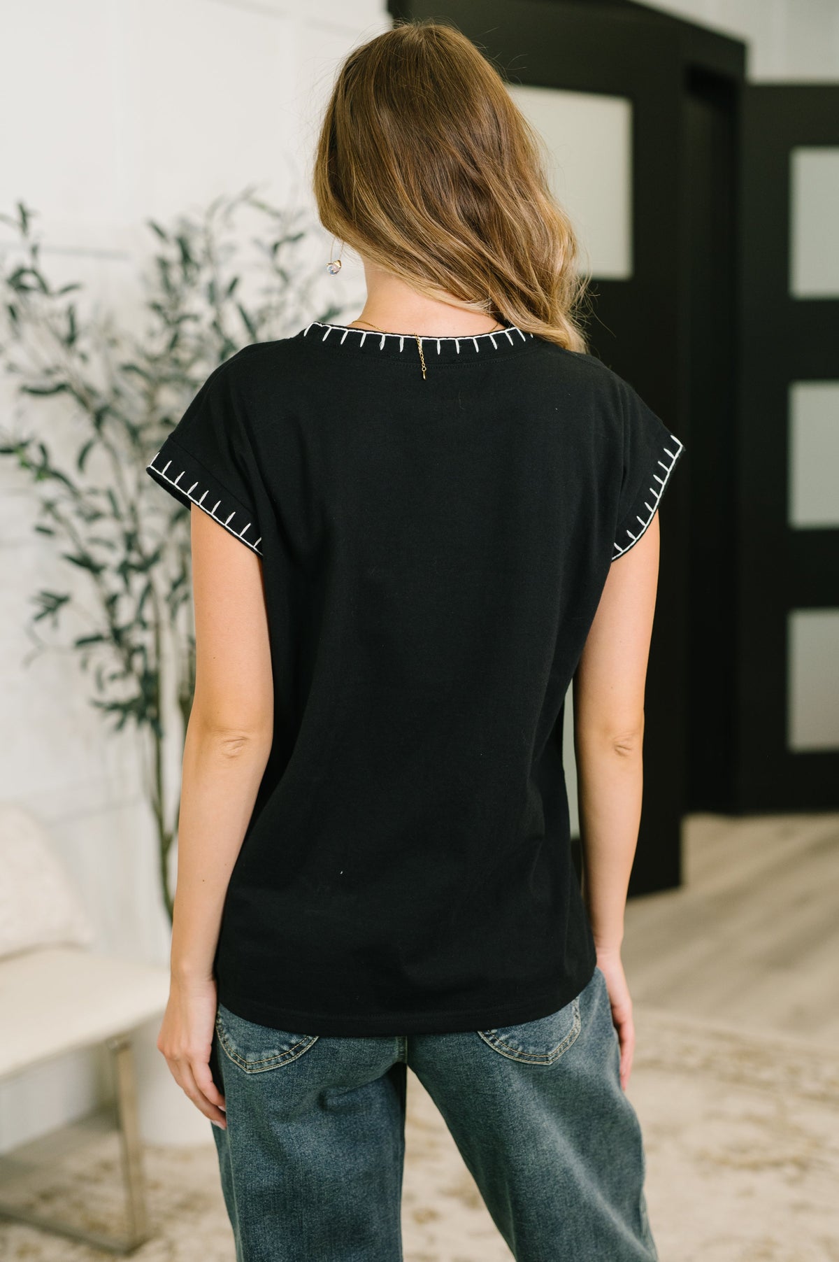 Little Details Trim Detail Top in Black - Charming Charlie