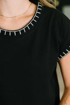 Little Details Trim Detail Top in Black - Charming Charlie