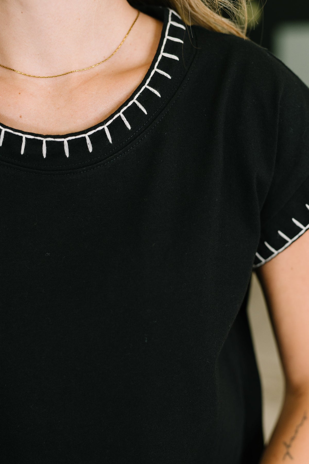 Little Details Trim Detail Top in Black - Charming Charlie