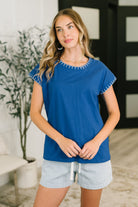 Little Details Trim Detail Top in Blue - Charming Charlie