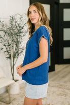 Little Details Trim Detail Top in Blue - Charming Charlie