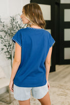 Little Details Trim Detail Top in Blue - Charming Charlie