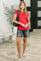 Little Details Trim Detail Top in Ruby - Charming Charlie