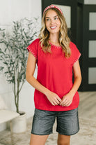 Little Details Trim Detail Top in Ruby - Charming Charlie