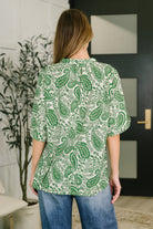 Lizzy Breeze Top in Green Paisley - Charming Charlie