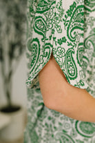 Lizzy Breeze Top in Green Paisley - Charming Charlie