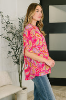 Lizzy Breeze Top in Hot Pink Paisley - Charming Charlie