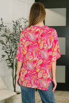 Lizzy Breeze Top in Hot Pink Paisley - Charming Charlie