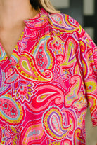 Lizzy Breeze Top in Hot Pink Paisley - Charming Charlie