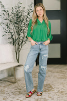 Lizzy Breeze Top in Kelly Green - Charming Charlie