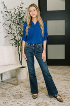 Lizzy Breeze Top in Royal Blue - Charming Charlie
