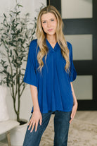 Lizzy Breeze Top in Royal Blue - Charming Charlie