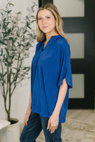 Lizzy Breeze Top in Royal Blue - Charming Charlie