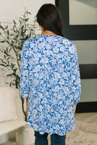 Lizzy Cardigan in Blue and White Floral - Charming Charlie