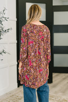 Lizzy Cardigan in Chocolate Paisley - Charming Charlie