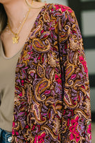 Lizzy Cardigan in Chocolate Paisley - Charming Charlie
