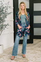 Lizzy Cardigan in Hunter Green Floral Paisley - Charming Charlie