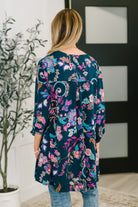 Lizzy Cardigan in Hunter Green Floral Paisley - Charming Charlie