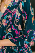 Lizzy Cardigan in Hunter Green Floral Paisley - Charming Charlie