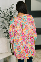 Lizzy Cardigan in Pink and Orange Floral Abstract - Charming Charlie