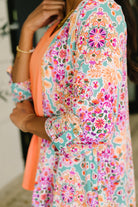 Lizzy Cardigan in Pink and Orange Floral Abstract - Charming Charlie