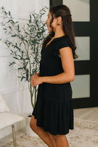 Lizzy Forever Flutter Sleeve Dress in Black - Charming Charlie