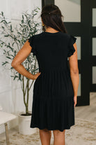 Lizzy Forever Flutter Sleeve Dress in Black - Charming Charlie