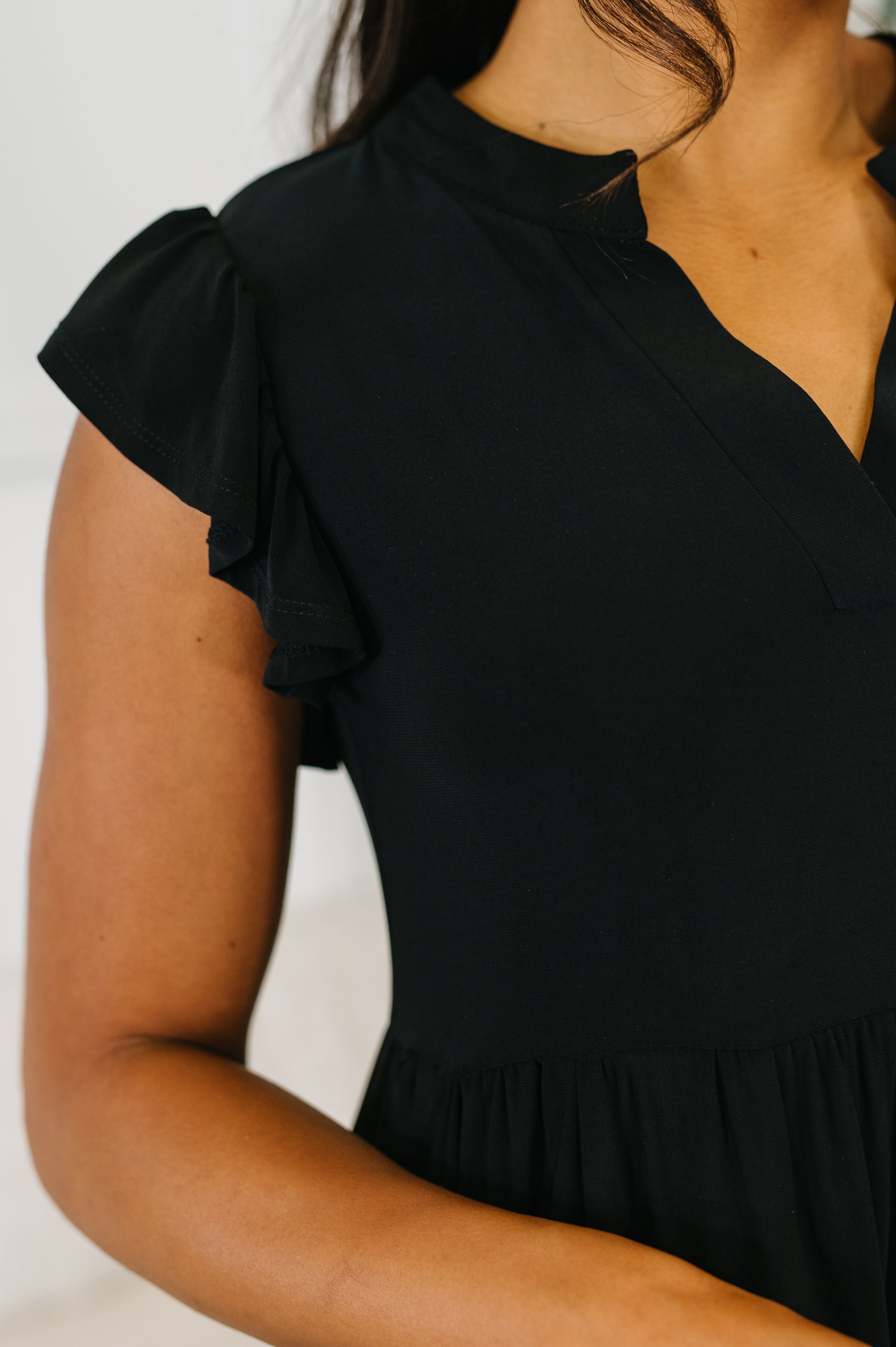 Lizzy Forever Flutter Sleeve Dress in Black - Charming Charlie