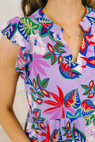 Lizzy Flutter Sleeve Dress in Multi Leaf - Charming Charlie