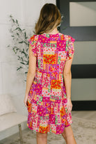 Lizzy Flutter Sleeve Dress in Patchwork Floral - Charming Charlie