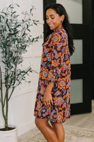 Lizzy Long Sleeve Dress in Chocolate Floral - Charming Charlie