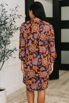 Lizzy Long Sleeve Dress in Chocolate Floral - Charming Charlie