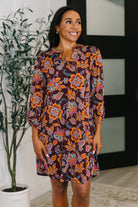 Lizzy Long Sleeve Dress in Chocolate Floral - Charming Charlie