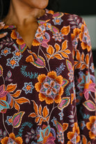 Lizzy Long Sleeve Dress in Chocolate Floral - Charming Charlie