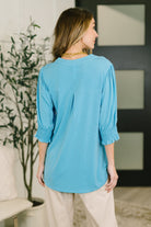 Lizzy Smock Top in Coastal Blue - Charming Charlie