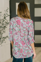 Lizzy Smock Top in Mint and Pink Floral Paisley - Charming Charlie