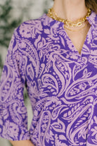 Lizzy Sunday Dress in Purple Paisley- 3/3/2026 NEW - Charming Charlie