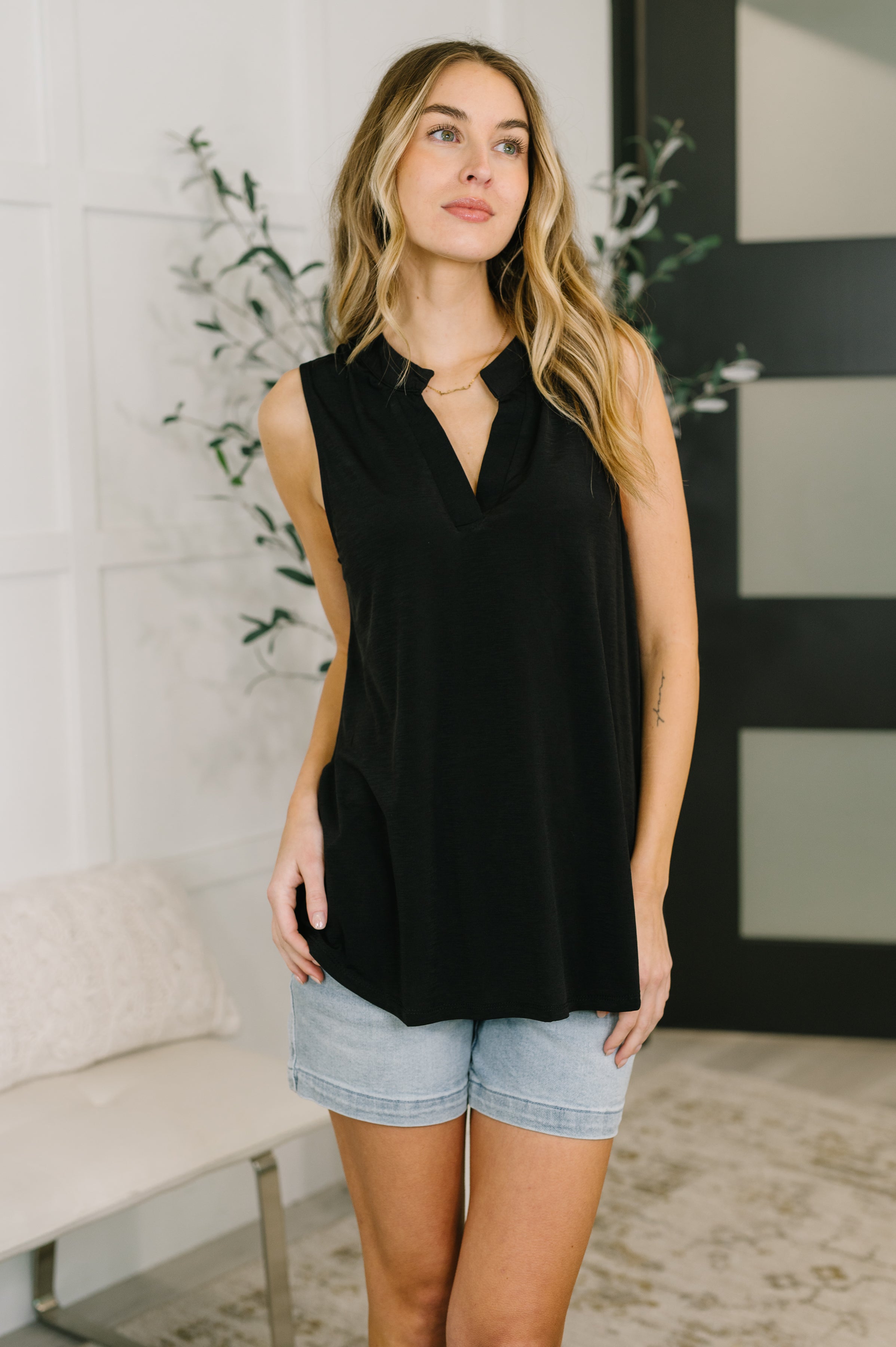 Lizzy Tank Top in Black - Charming Charlie
