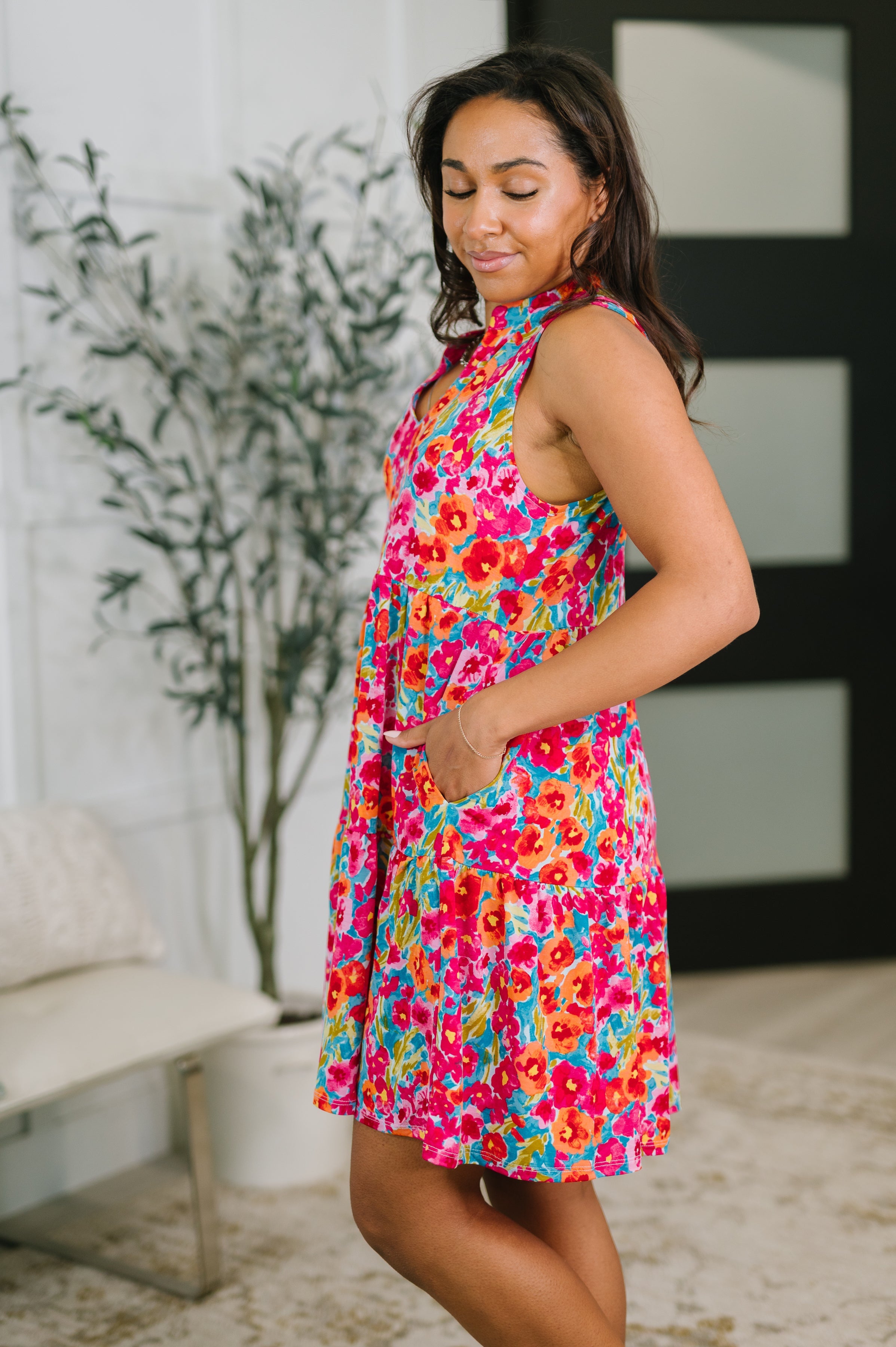 Lizzy Three Tier Tank Dress in Morning Glory - Charming Charlie