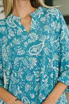 Lizzy Top in Aqua Paisley - Charming Charlie