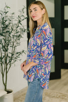 Lizzy Top in Royal Blue Paisley - Charming Charlie